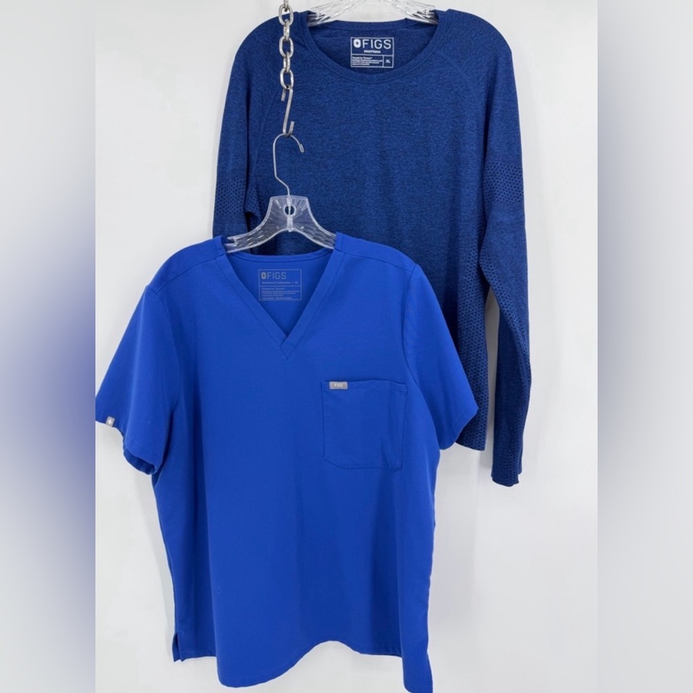 Figs Salta Seamless Longsleeve Underscrub Shirt and Catarina Top Blue Size XL